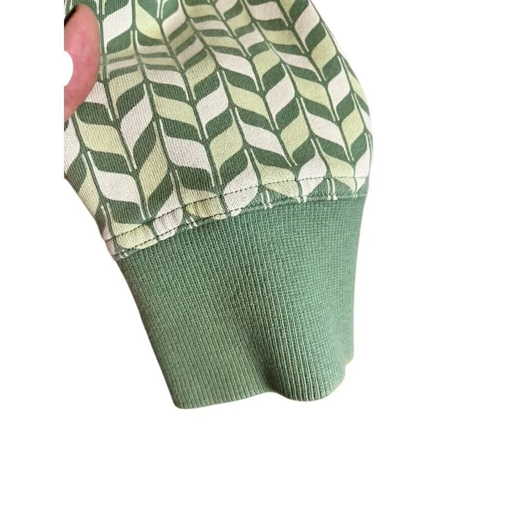 Retro Hoodie Sweatshirt 2X Green Full Zip Chevron Skater Grunge Streetwear 80s - Picture 3 of 10